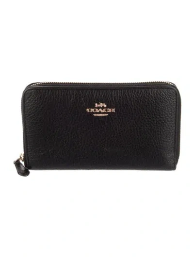 Pre-owned Coach Leather Continental Wallet In Black