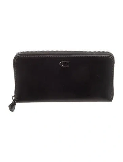 Pre-owned Coach Leather Continental Wallet In Black