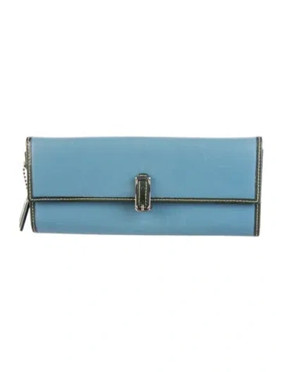 Pre-owned Coach Leather Continental Wallet In Blue