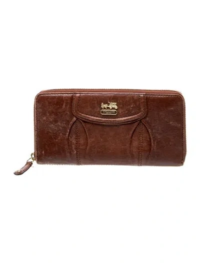 Pre-owned Coach Leather Continental Wallet In Brown