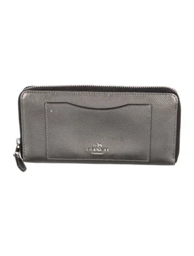 Pre-owned Coach Leather Continental Wallet In Gray
