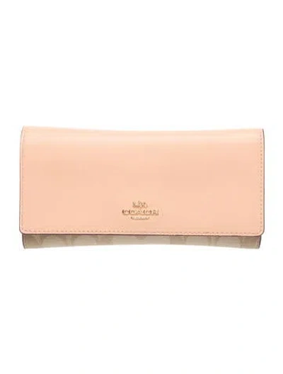 Pre-owned Coach Leather Continental Wallet In Neutral
