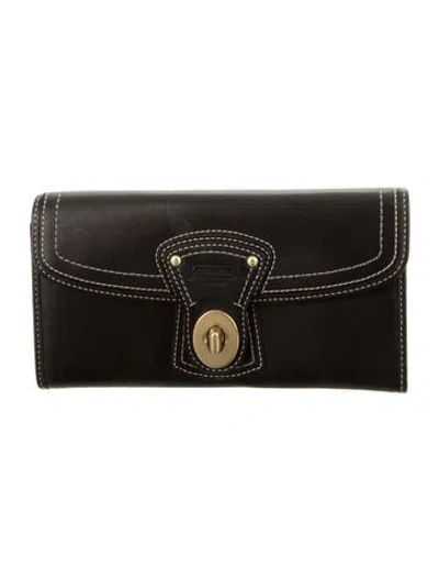 Pre-owned Coach Leather Continental Wallet W/ Tags In Black