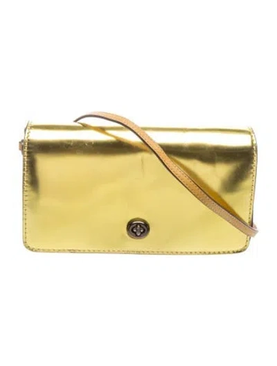 Pre-owned Coach Leather Crossbody Bag In Gold