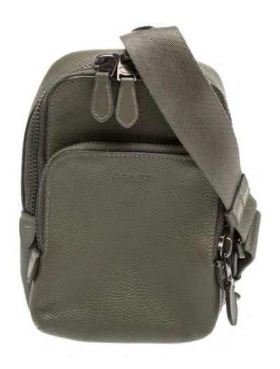 Pre-owned Coach Leather Crossbody Bag In Green/grey