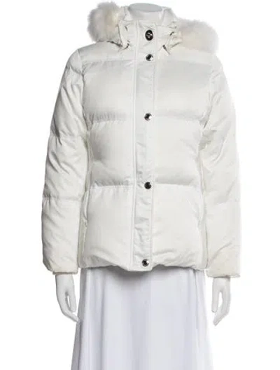 Pre-owned Coach Leather Down Jacket In White
