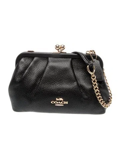 Pre-owned Coach Leather Evening Bag In Black
