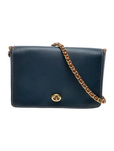 Pre-owned Coach Leather Evening Bag In Blue