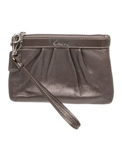 Pre-owned Coach Leather Evening Bag In Gray