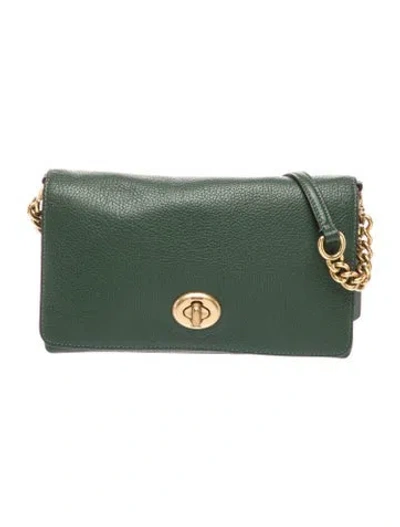 Pre-owned Coach Leather Evening Bag In Green