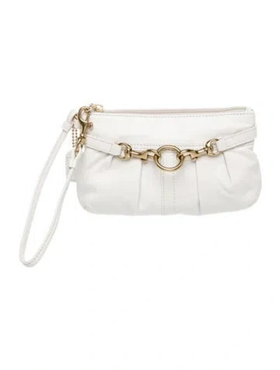 Pre-owned Coach Leather Evening Bag In Neutral