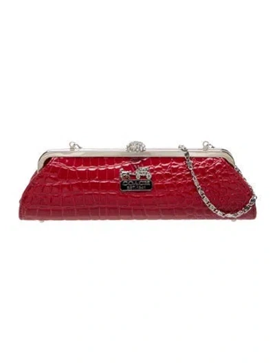 Pre-owned Coach Leather Evening Bag In Red