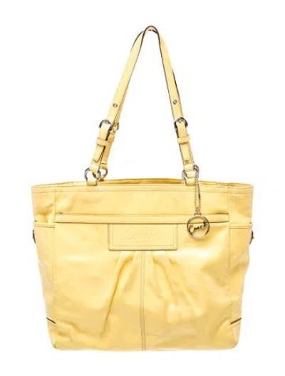 Pre-owned Coach Leather Evening Bag In Yellow