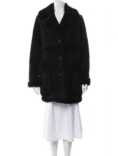 Pre-owned Coach Leather Faux Fur Coat In Black