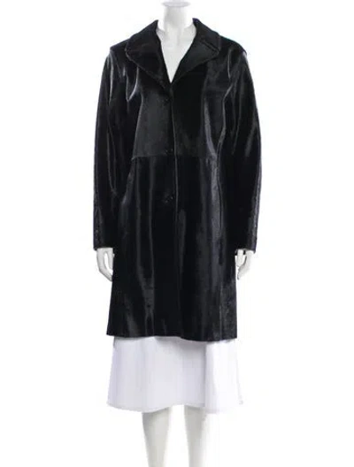 Pre-owned Coach Leather Faux Fur Coat In Black