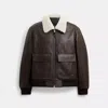 Coach Leather Flight Jacket With Shearling Collar In Brown