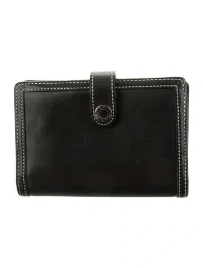 Pre-owned Coach Leather French Purse In Black