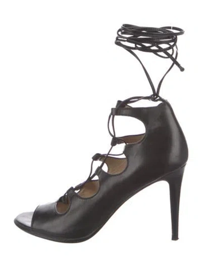 Pre-owned Coach Leather Gladiator Sandals In Black