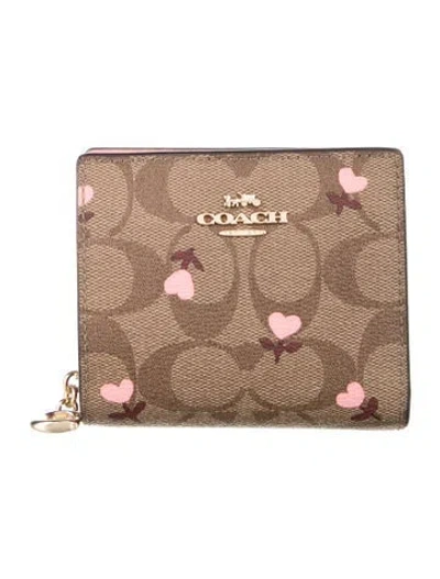 Pre-owned Coach Leather Graphic Print Bifold Wallet In Pink