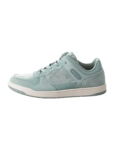 Pre-owned Coach Leather Graphic Print Sneakers In Green