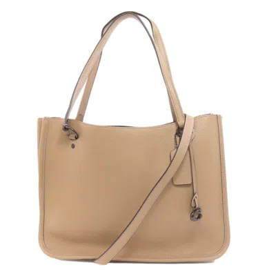 Pre-owned Coach Leather Handbag () In Beige