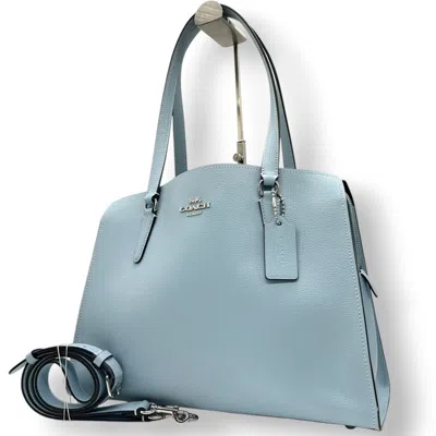 Pre-owned Coach Leather Handbag Shoulder Bag Tote Bag () In Blue