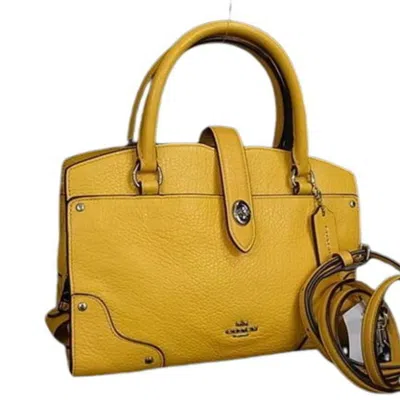 Pre-owned Coach Leather Handbag Shoulder Bag Tote Bag () In Yellow