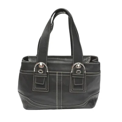 Pre-owned Coach Leather Handbag Tote Bag () In Black