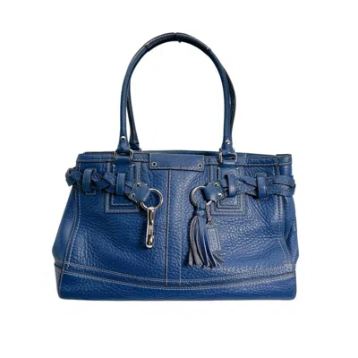 Pre-owned Coach Leather Handbag Tote Bag () In Blue