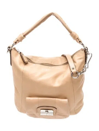 Pre-owned Coach Leather Hobo In Neutral