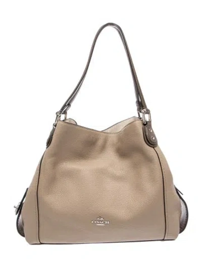 Pre-owned Coach Leather Hobo In Neutral