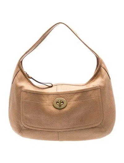 Pre-owned Coach Leather Hobo In Neutral