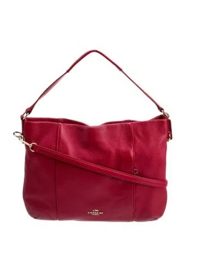 Pre-owned Coach Leather Hobo In Red