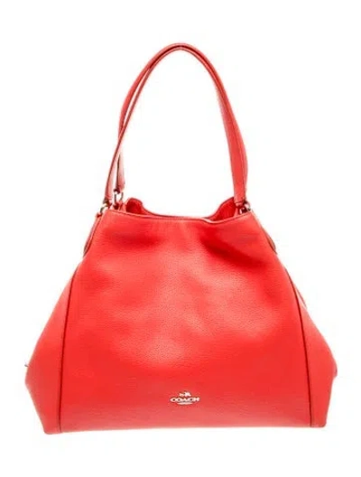 Pre-owned Coach Leather Hobo In Red