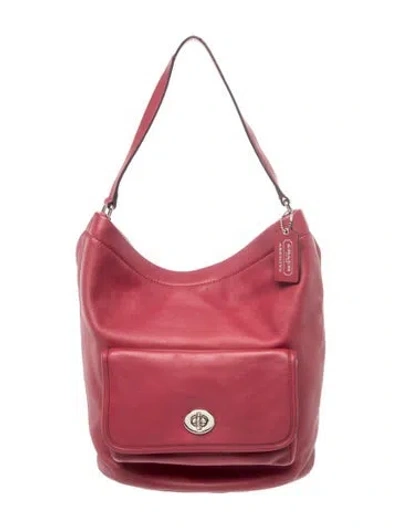 Pre-owned Coach Leather Hobo In Red