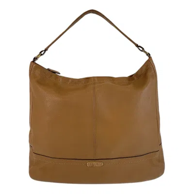 Coach Leather Hobo Shoulder Bag Brown Gold