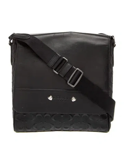 Pre-owned Coach Leather Houston Map Medium In Black