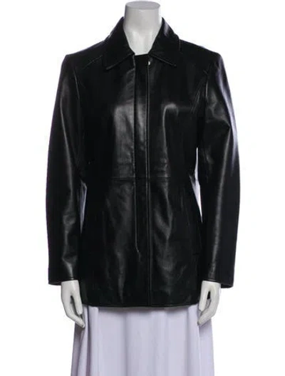 Pre-owned Coach Leather Jacket In Black