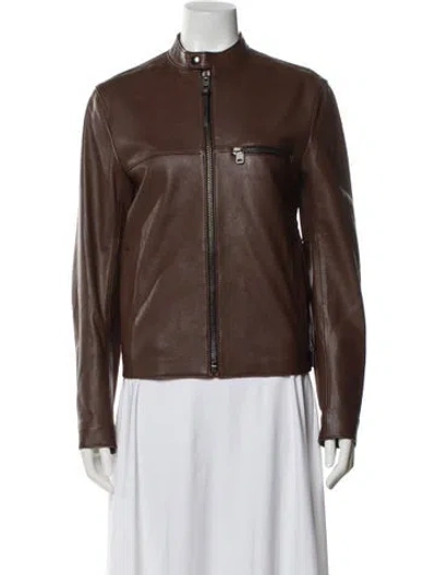 Pre-owned Coach Leather Jacket In Brown
