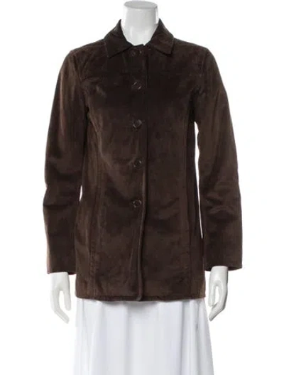 Pre-owned Coach Leather Jacket In Brown