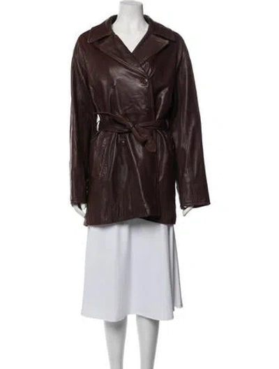 Pre-owned Coach Leather Jacket In Brown