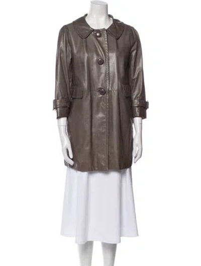 Pre-owned Coach Leather Jacket In Gray