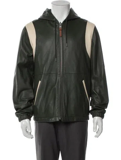 Pre-owned Coach Leather Jacket In Green