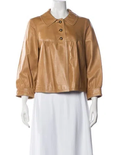 Pre-owned Coach Leather Jacket In Neutrals