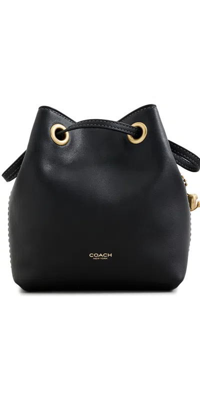 Coach Leather Jade Drawstring Bag Black In Red
