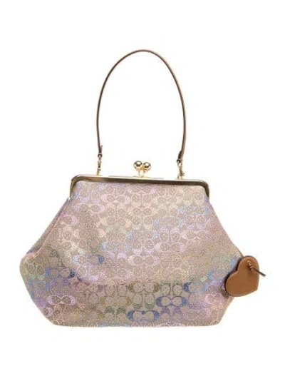 Pre-owned Coach Leather Kiss Lock Frame Bag In Silver