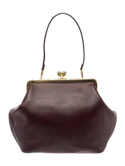 Pre-owned Coach Leather Kisslock Frame Bag In Burgundy