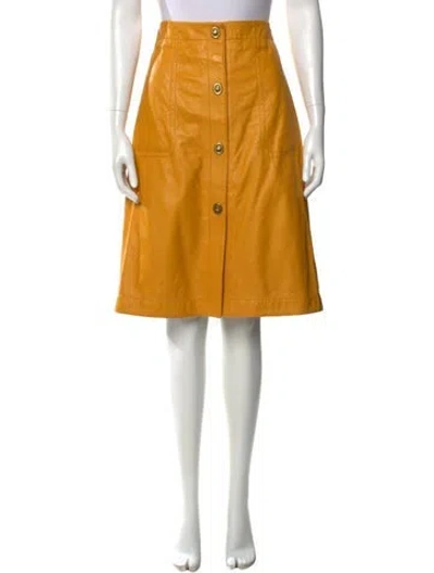 Pre-owned Coach Leather Knee-length Skirt In Yellow