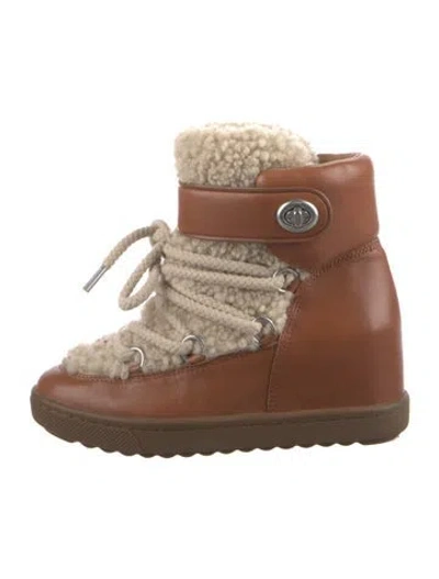 Pre-owned Coach Leather Lace-up Boots In Brown