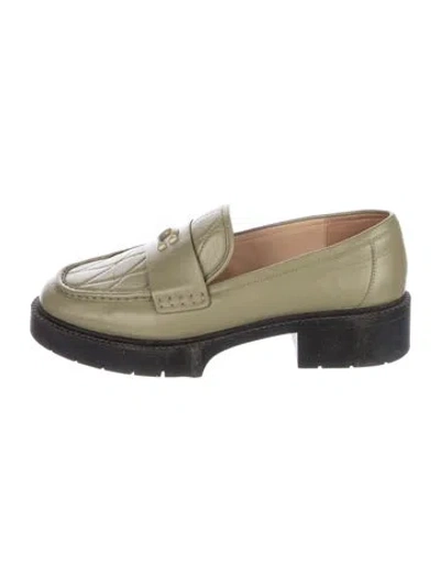 Pre-owned Coach Leather Loafers In Green
